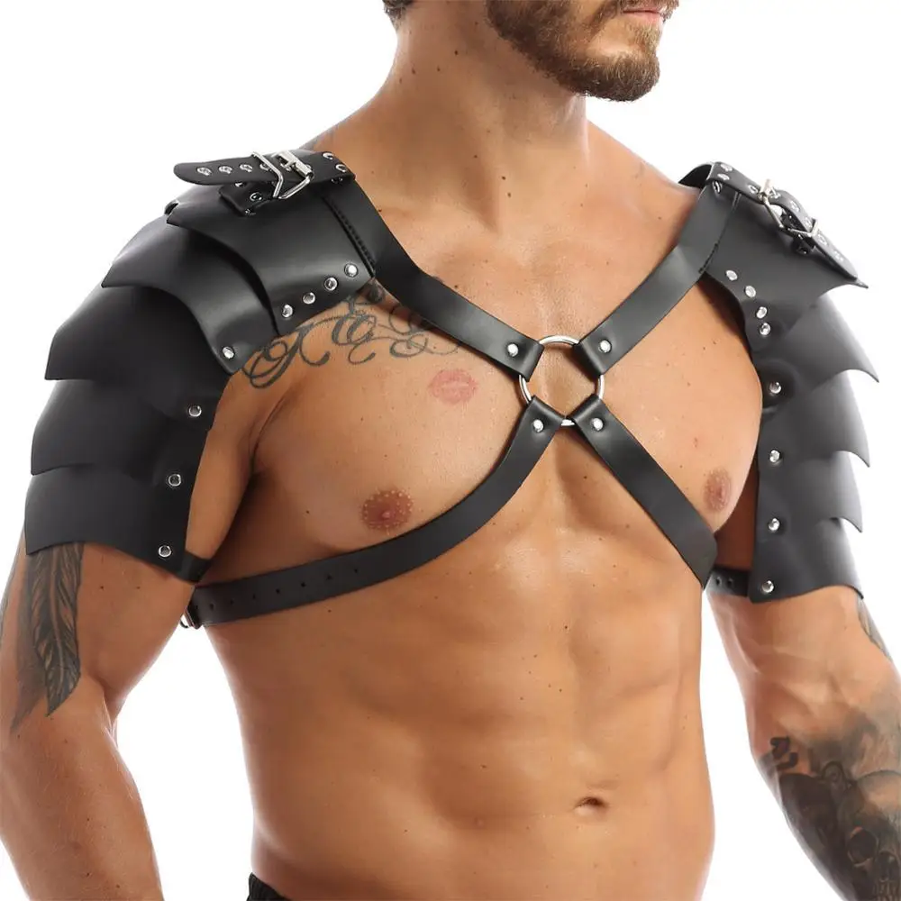 Brust mittelalterliche Rüstung Schulter PU Leder Harness Mann Steampunk Brustpanzer Cuirass Gothic Hexe Cosplay Kostüm_voghion.com