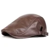 Men Retro Pu Leather Solid Color Newsboy Caps British Painters Hats Spring Autumn Side Adjustable Flat Cap Hip Hop Berets 4