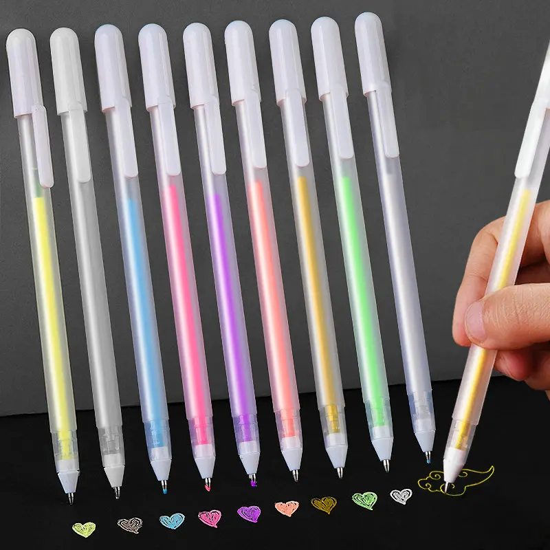 

9 Colors Art Markers Highlighter Pen Set Waterproof Metallic Paint Marker Scrapbooking Colored Markers For Drawing