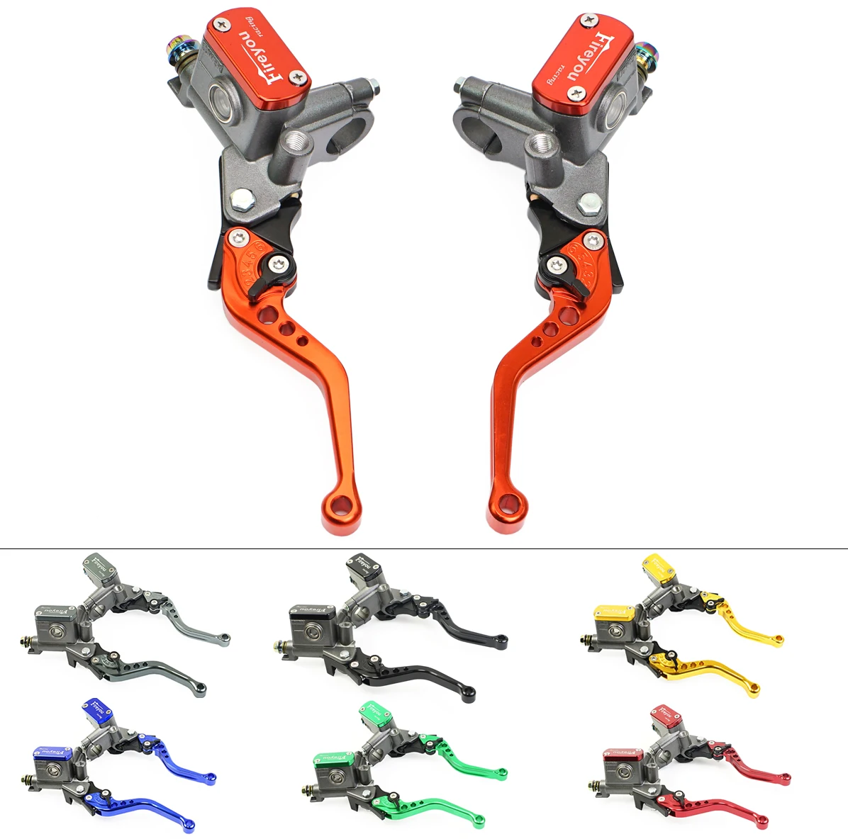 Una Coppia 14Mm Pistone Moto Bike Leva Frizione Idraulica Freno A Mano Destra Pompa Pompa Pompa Leva 22Mm Universale Street Pit Bike