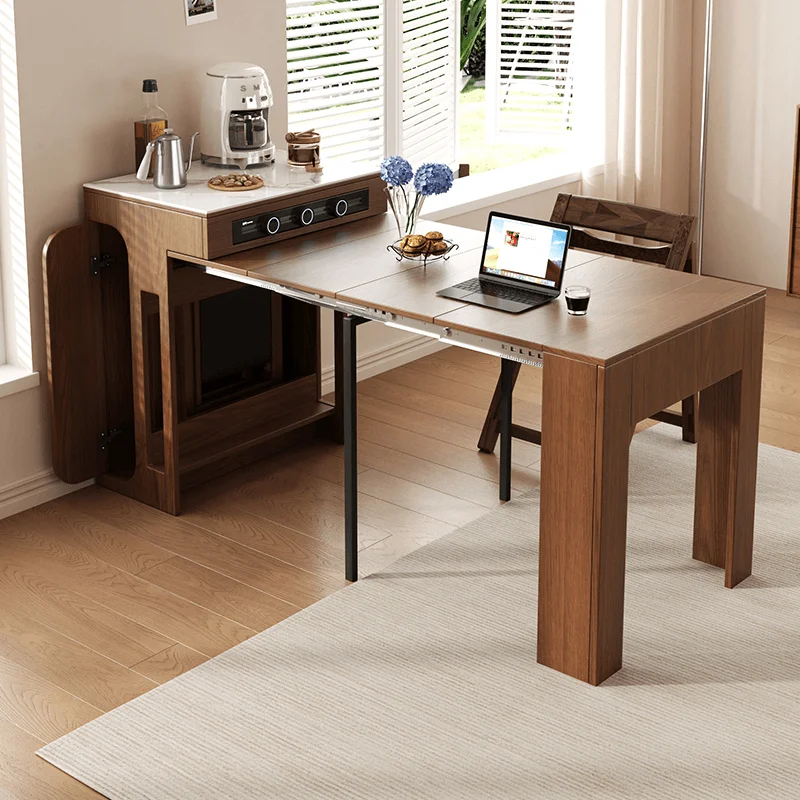 Modern Mini Table Double Modern Apartment Space Saving Mini Dining Table Wooden Retractable ...