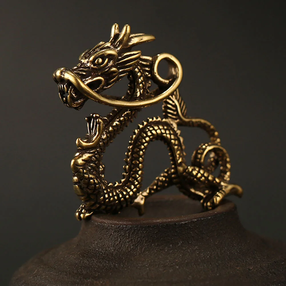 

Chinese Zodiac Dragon Ornament Craft Figurine Beast Dragon Statue Figurine Ornaments Antique Copper Mythical Crafts