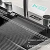 Digital Display Waterfall Sink Multifunctional Stainless Steel Large Single Slot Kitchen Accessories Gourmet Faucet Kitchen 5