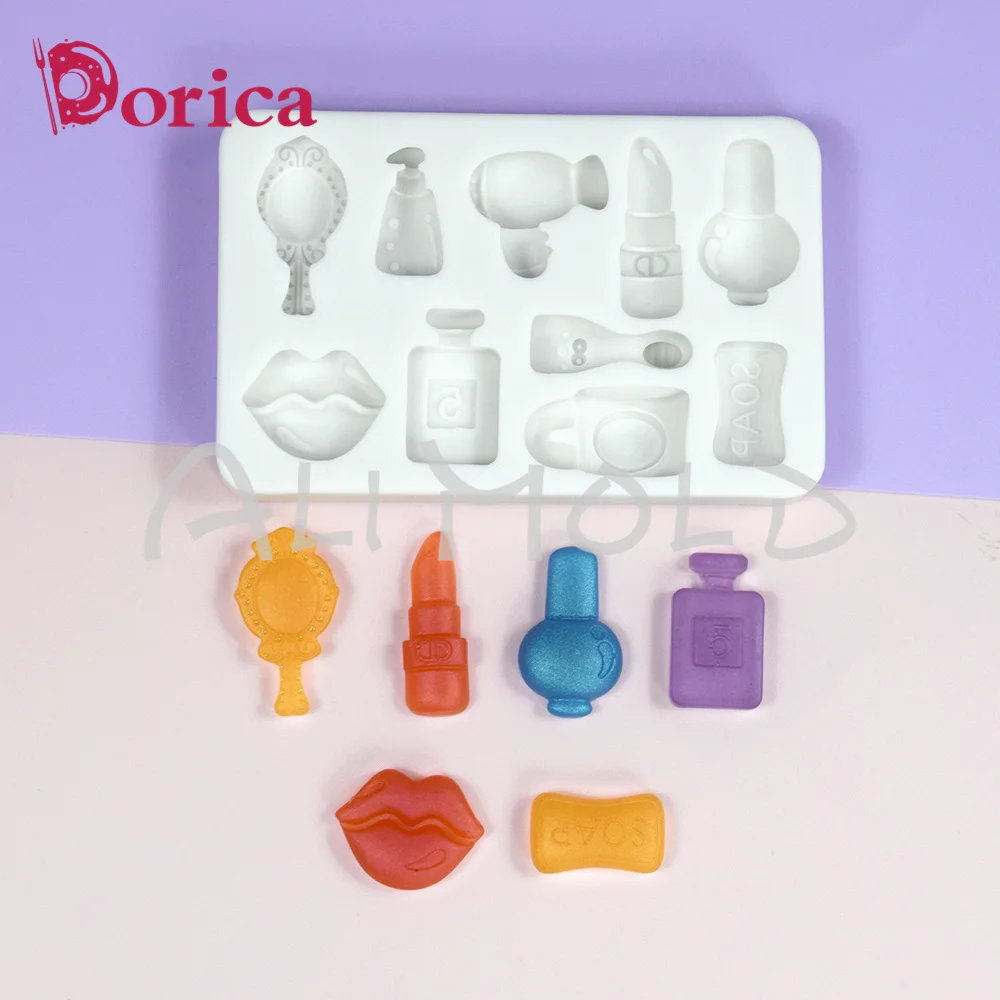 실리콘 몰드 초콜릿 퐁당 몰드, 미니 메이크업 용품, DIY 향수병, 립스틱, 거울 클레이 모델, 케이크 장식 도구, 제빵기 