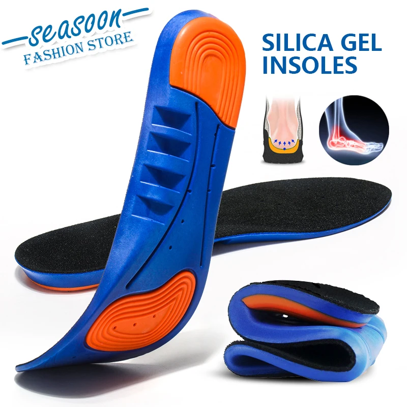 Sports Elastic Memory Silicone Gel Insoles Shoe Inserts Breathable ...