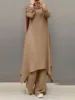 Eid Muslim Women Blouses Dress Wide Leg Pants Set 2 Piece Musulman Ensemble Dubai Casual Arab Ramadan Kaftan 2024 Outfit Suits