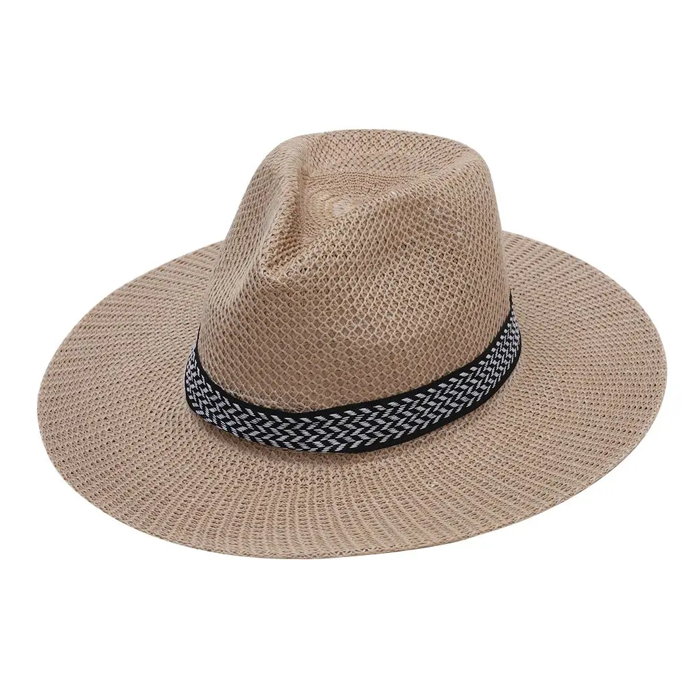 Wide Brim Straw Hat Leisure Summer Cap Jazz Panama Fedora Fashion Travel Leisure Sun Hat For Women Men Simple Style 2022 New