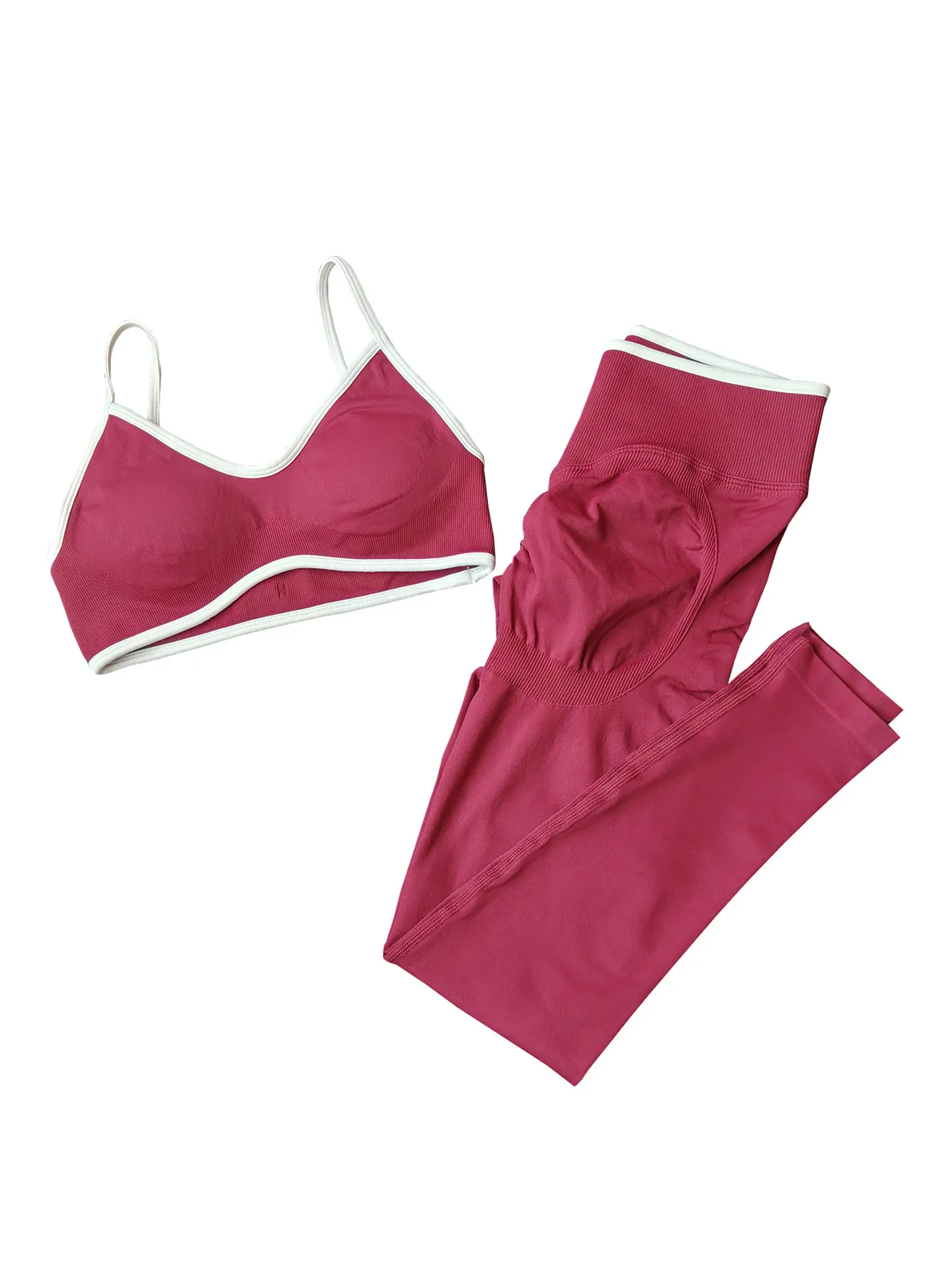 Combinaison de yoga pour femmes avec bretelles contrastées, soutien-gorge intégré, taille haute, effet push-up fessier et ventre plat, tenue de sport et de fitness