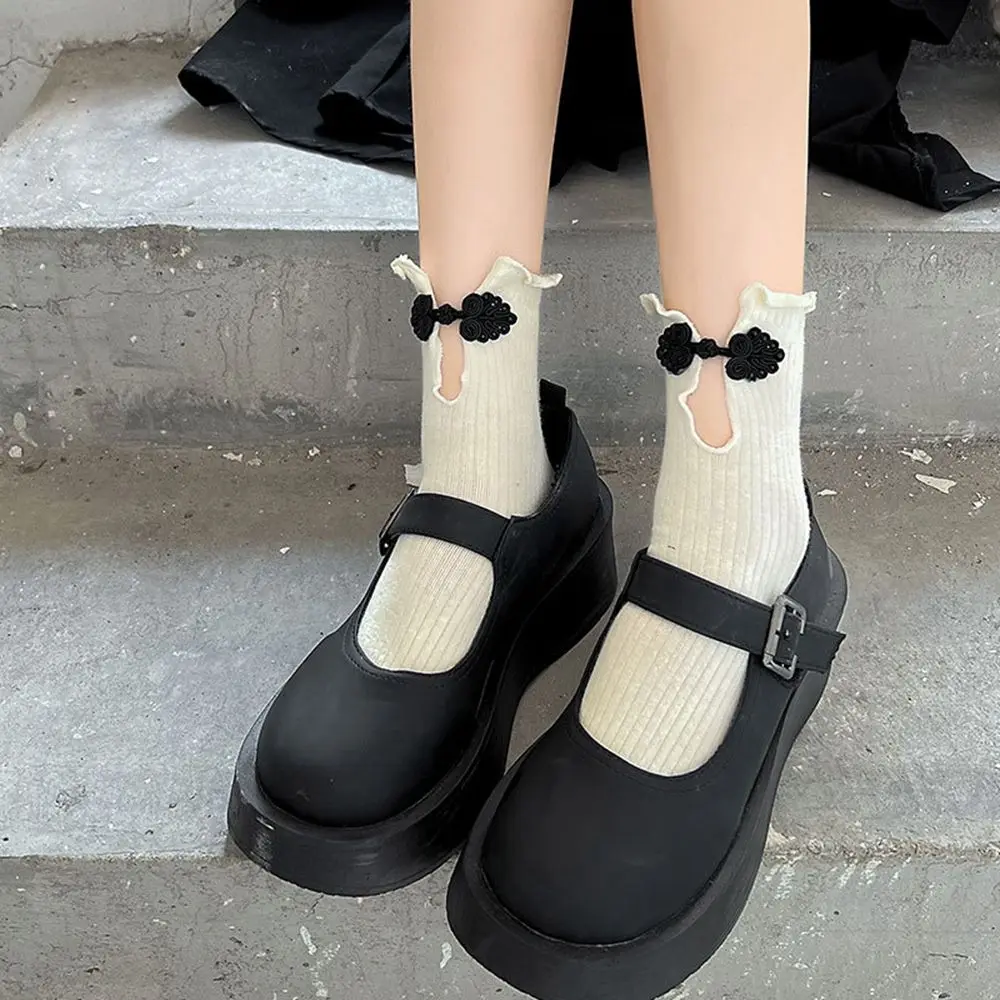 

Hollow Calf Socks Lace JK Socks Chinese Style Embroidered Tube Socks Cheongsam Buckle Socks Women Socks Cotton Hosiery