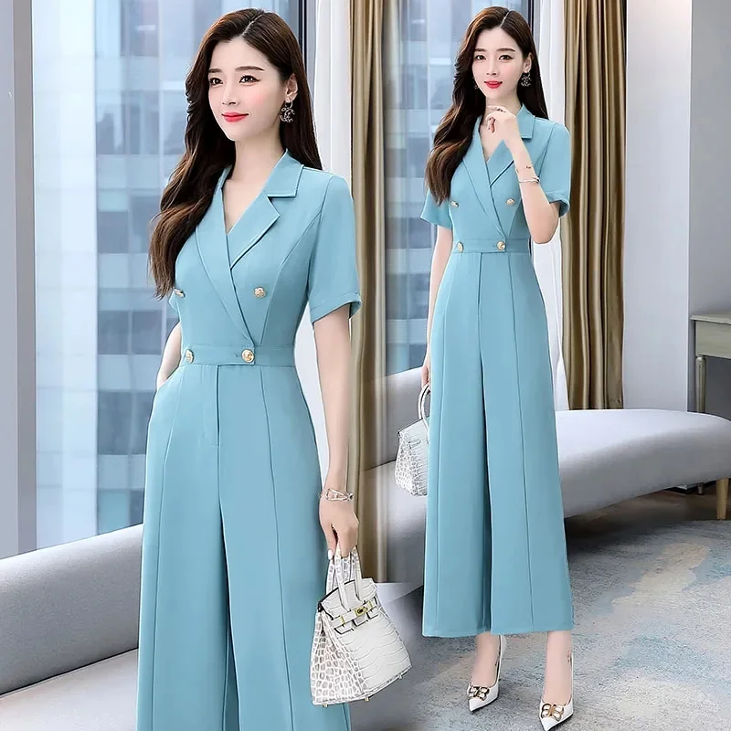 Cultivate One Moral characterSuit Jumpsuit Summer Women's 2023 New Style Goddess Style High Waist Slim Fit Sagging Wide Leg Pant