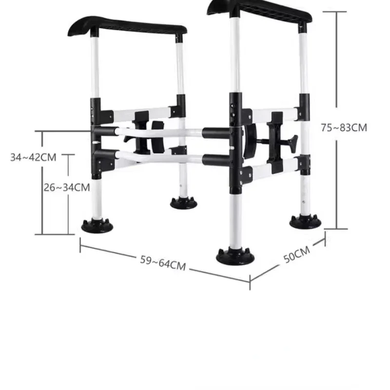 No-Punch Toilet Rail Armrest, Elderly Home Auxiliary Railings, High Carbon Steel Holder, Easy Install Safety Bracket 6