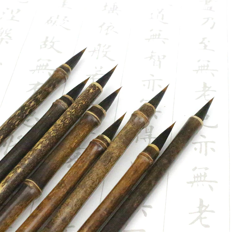 2 Pcs/set High Quality Chinese Traditional Calligraphy Purple Rabbit Hair Writing Brush Handwriting Small Regular Script Brush
