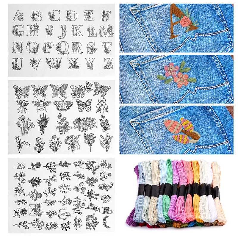 Water-soluble embroidery sewing material package, various patterns, embroidery cloth stickers, handmade DIY material