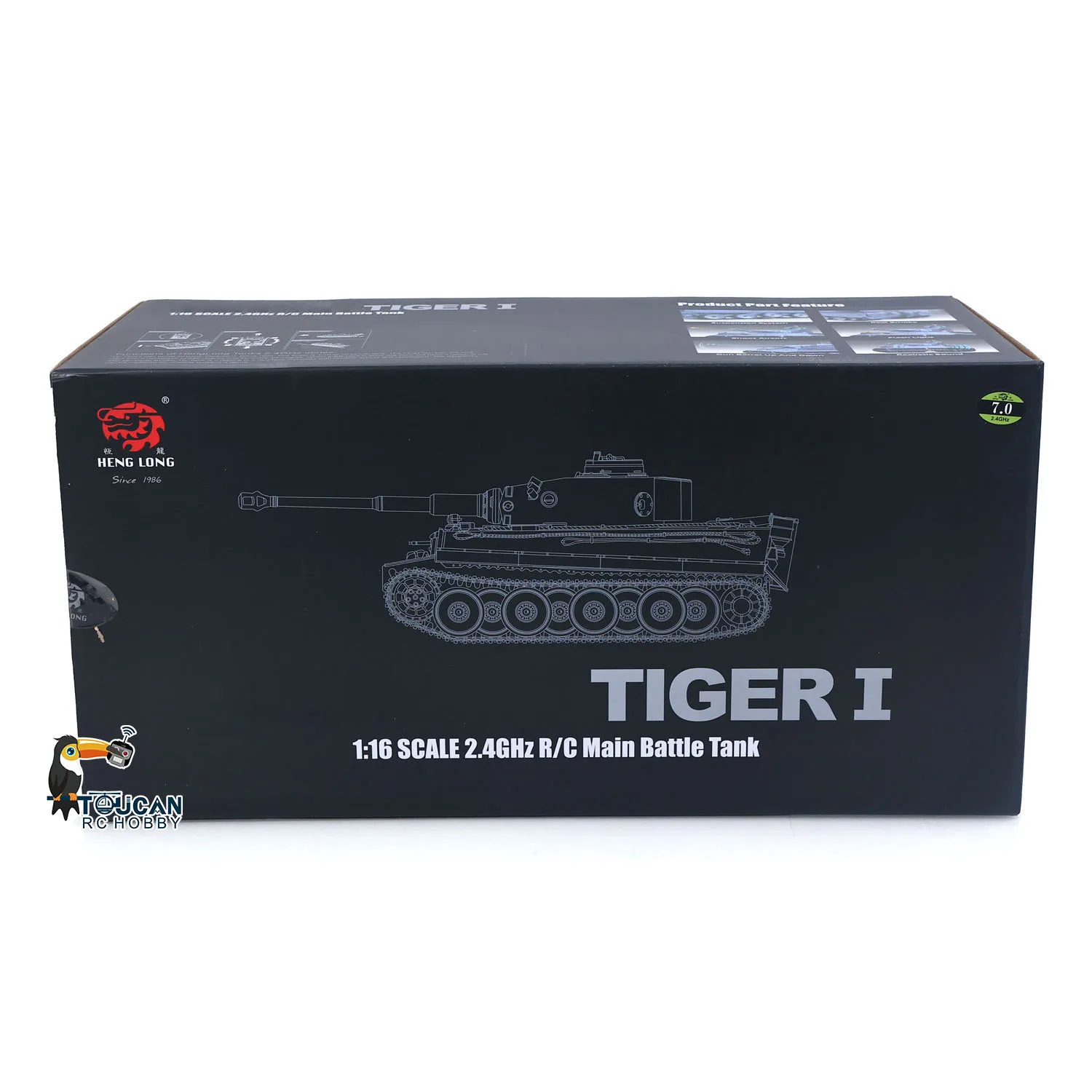 Char RC Tiger I 1/16 avec fumée, BB, infrarouge, 2.4GHz
