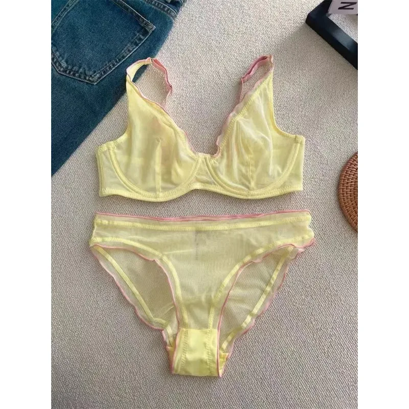 Hot Women Full Coverage Bra Set Thin Summer Minimizer Push Up Anti-Sagging Side Support 32-40 Daily Casual Breathable Lingerie_voghion.com