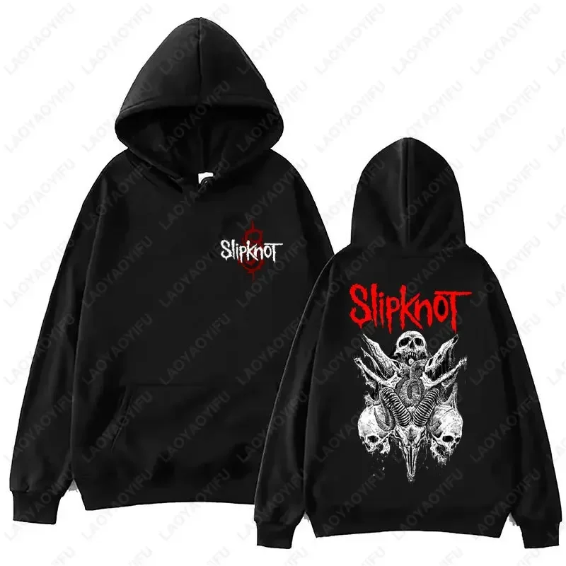 Neuer Stil: Herren-Hoodie mit Slipknot-Grafik in Schwarz – Oversized-Pullover mit Nu-Metal-Band-Print im Streetwear-Stil, locker geschnitten – Detail 23