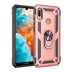 Enhanced Armor Shockproof Silicone Metal Ring Case for Honor 8A (Rosa)