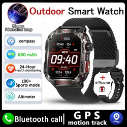 Advanced Military-Grade GPS Outdoor Sports Smartwatch with Flashlight and Compass (Black mesh belt)