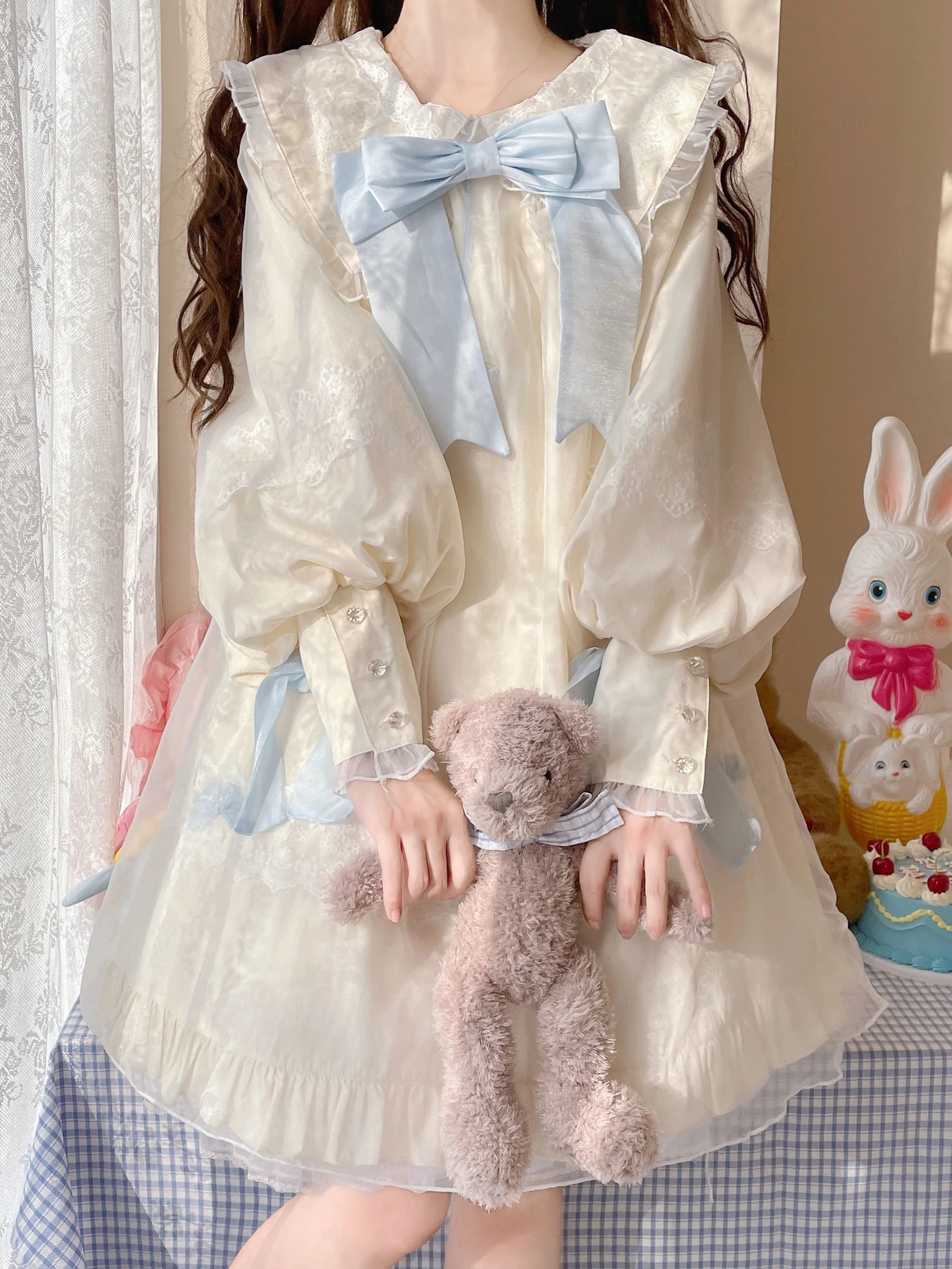 Japanese Girl Lovely Princess Lolita Poncho Dress Kawaii Bow A-line Dress  Cos Loli Tea Party Fairy Dress - AliExpress 200000532