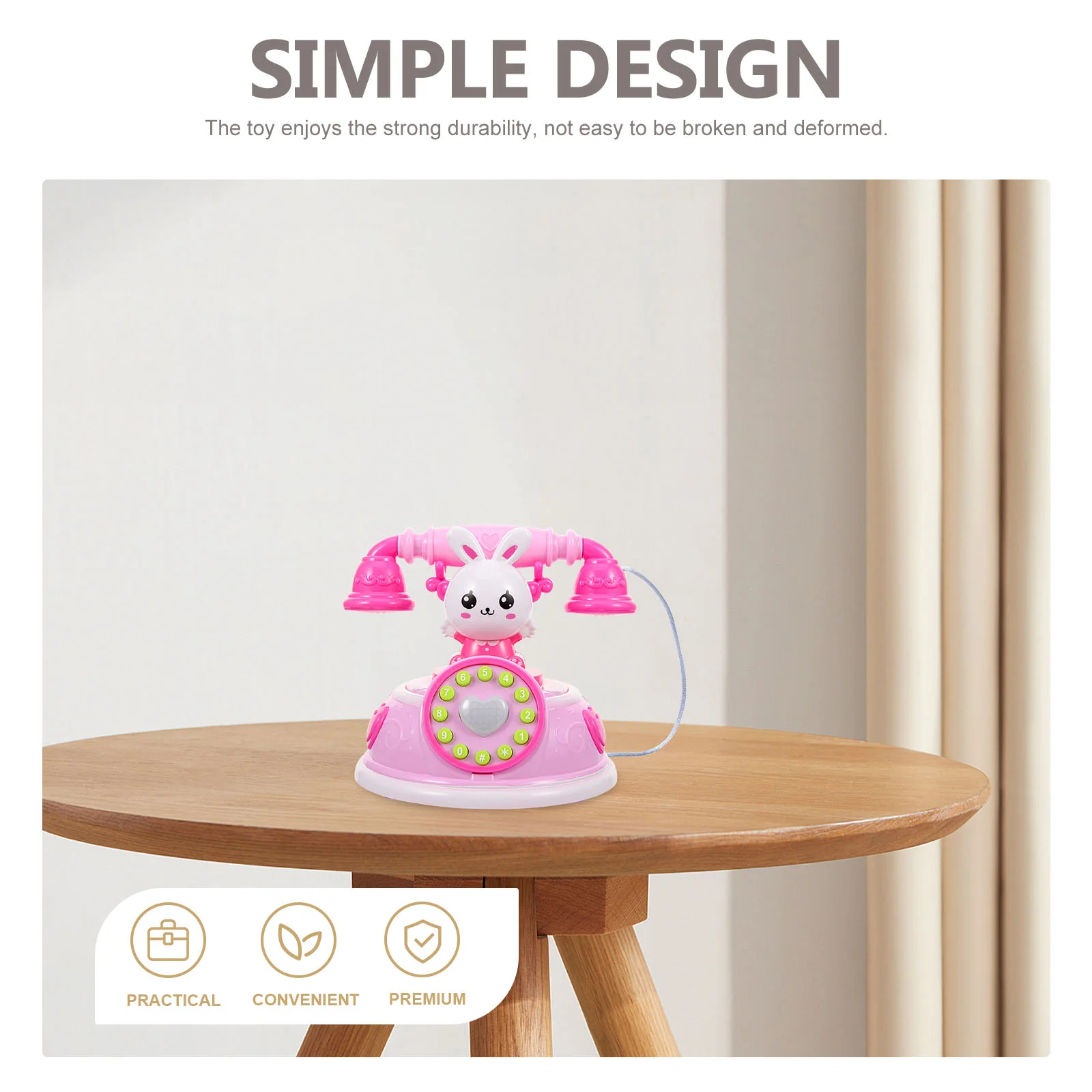 Early Developmental Toy Simulated Telephone Simulation Intercom Pink Plastic Child Childrens Toys 3