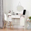 Make-up Dressing Table with 2 Doors and Storage Baskets, Pure White 2