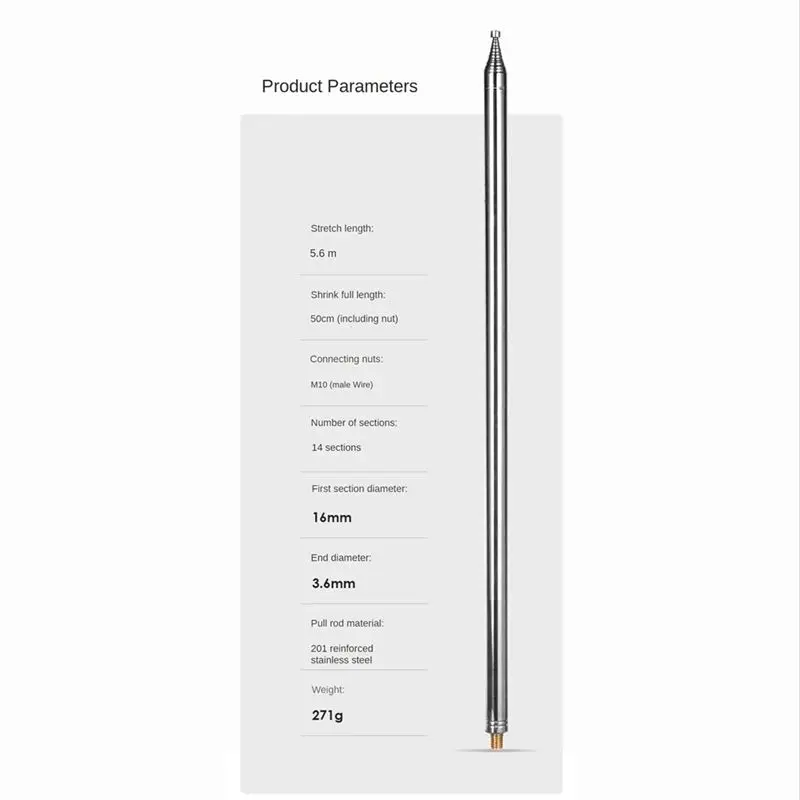 AY14 -1Pcs 5.6M 201 스테인레스 스틸 휩 안테나 풀로드 라디오 포지티브 V 안테나 GP 안테나 DIY M10 교체용