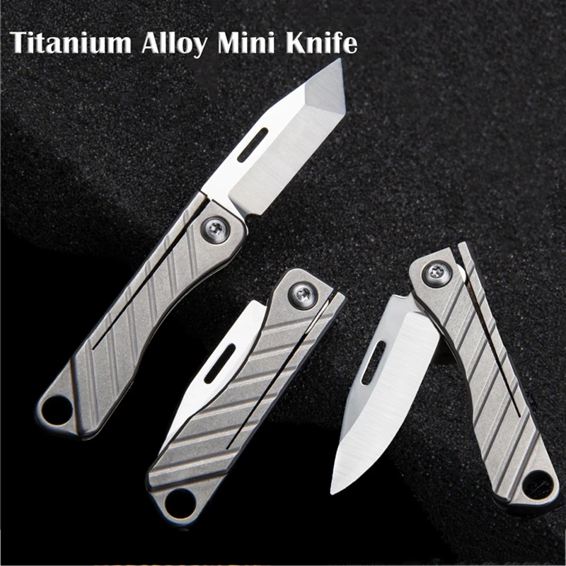 Titanium Alloy TC4 Mini Folding Knife EDC Portable Keychain Pendant