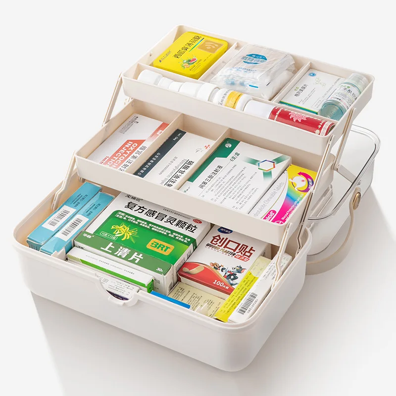 Kryc-home Care Medicine Box Portable Large First Aid Box Household Plastic  Multi-layer Medicine Storage Box