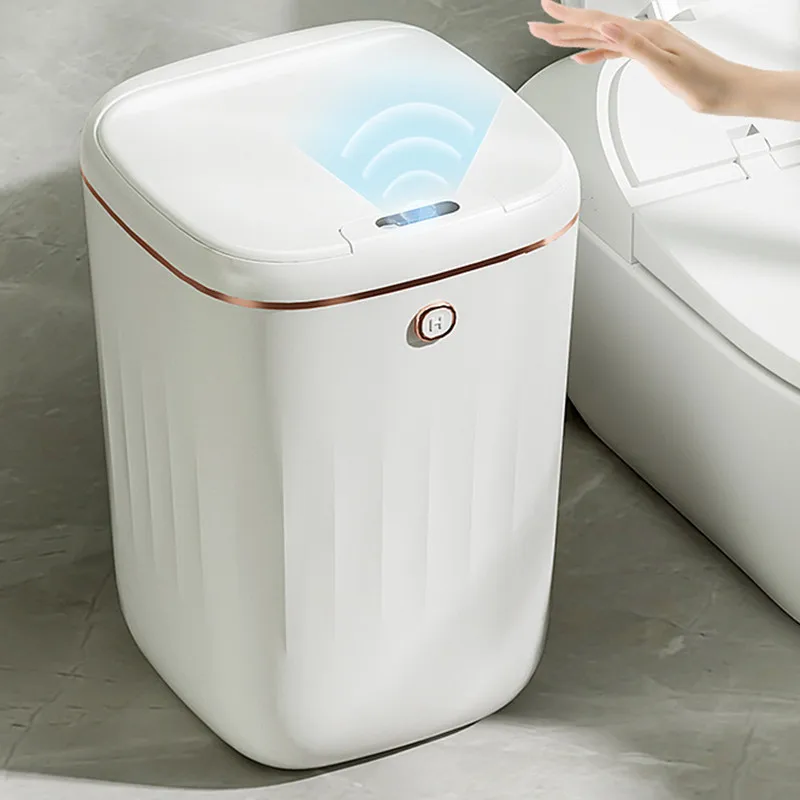 

20L Automatic Sensor Trash Can Rechargeable Dustbin Smart Bathroom Trash Can Toilet Wastebasket With Lid Induction Trash Bin
