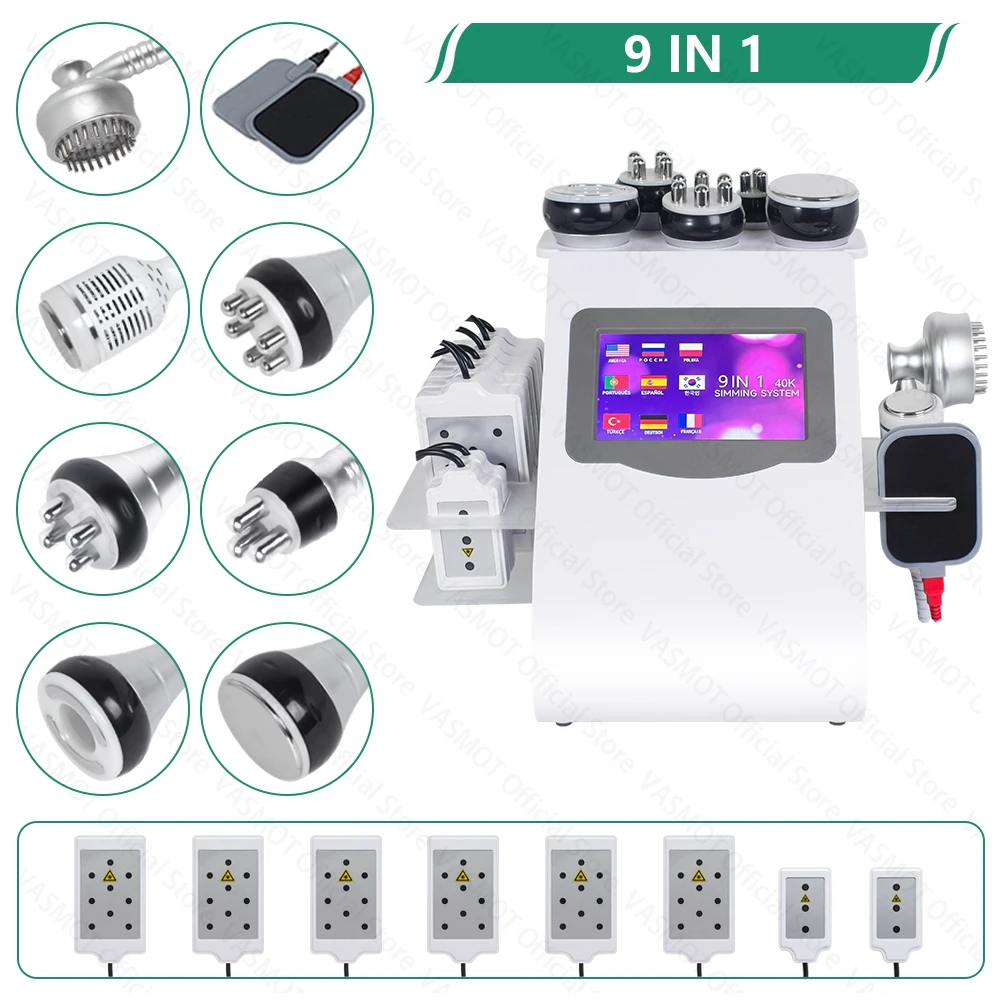Body Sculpting Machine 40K RadioFrequency Multifunctional Body Sculpting 6/9IN1 Cavitation Vacuum Massage Device Body Shape Lipo Laser Slimming Machine