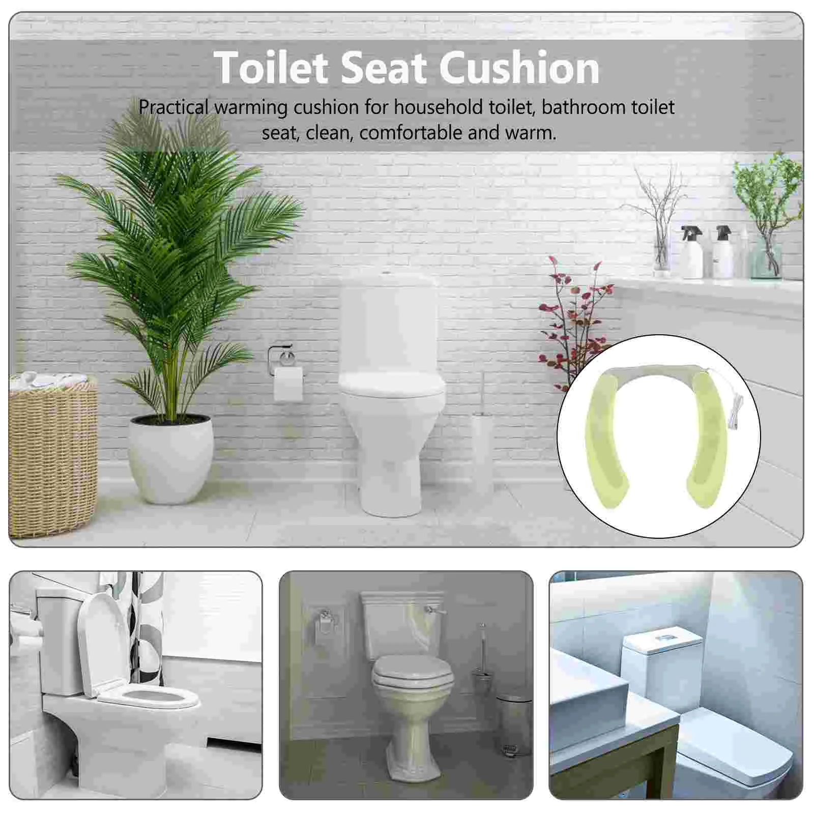 Green Constant Temperature Heating Toilet Seat Pad Warmer Cushion Cover Bathroom Fixture Pu Material Winter Fits Most Seats