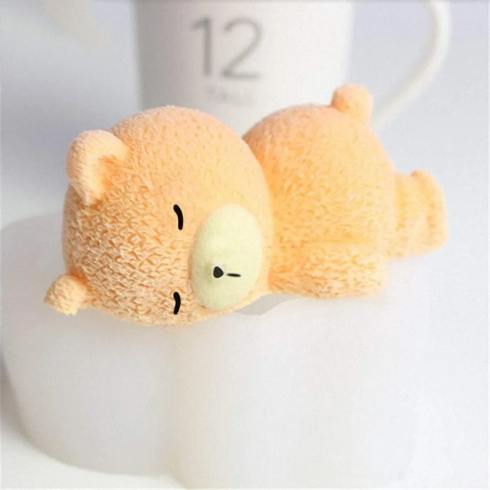 3D Sleeping Bear Doll Silicone Molds Cute Animal Silicone Molds for Soap Making Cupcake Cake Decor