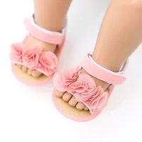 Jlong Summer Newborn Baby Shoes Girls Flower Lace Sandals Fashion Toddler Soft-soled Non-slip Infant Crib Shoes 0-18 months 5
