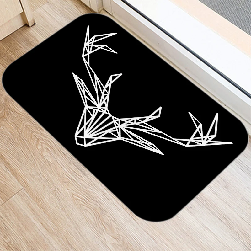 

Nordic Black Geometric bath Kitchen Entrance Door Mat Coral Velvet Carpet Doormat Indoor Floor Mats Anti-Slip Rug Home Decor