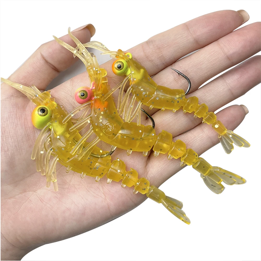 

Искусственная приманка 5 шт., светящаяся приманка в виде креветки, Мягкая приманка для рыбалки, приманка для пресноводного окуня, приманка в виде личинок и червей