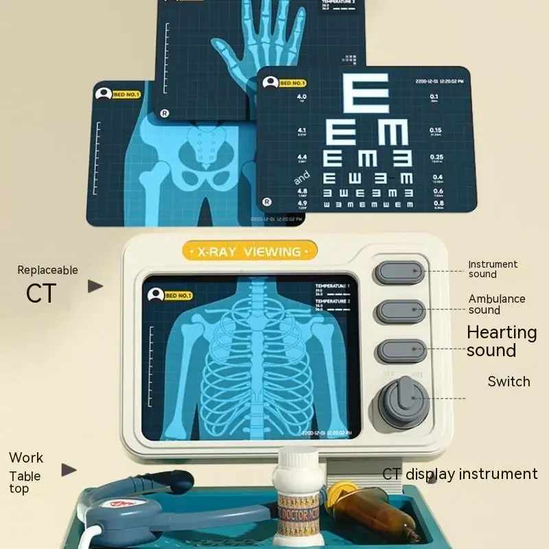 Luxury Simulation Medical Table Set Medical Trolley Puzzle Doctors Nurses Injection Play House  Simulated Medical Kit Toy Gift 5