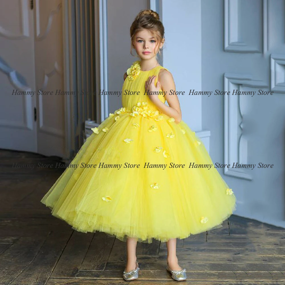 Abito in tulle - Giallo chiaro/fiori - BAMBINO