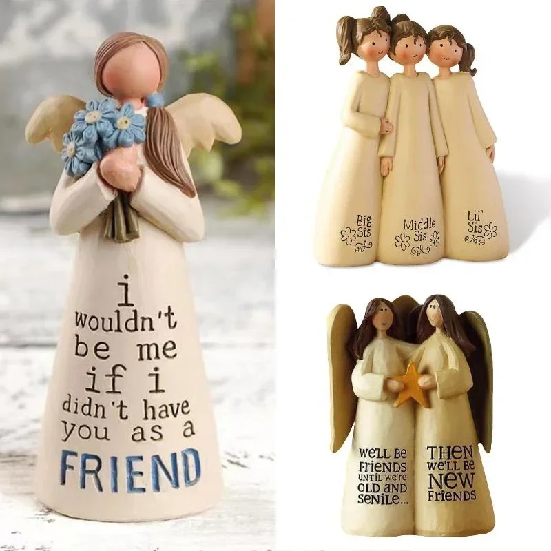 Celebrate Friendship Statue Room Home Decor Resin Angel Statue Sisters Friends Decoration Valentines Day Gift