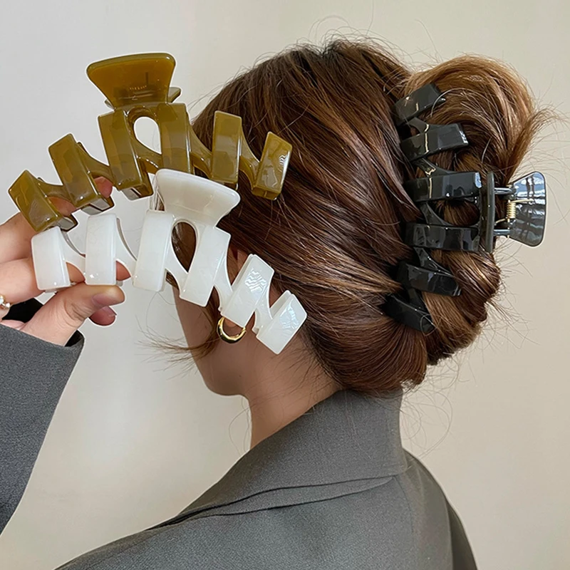

Hot Sale Solid Color Claw Clip Large Barrette Crab Hair Claws Bath Clip Ponytail Clip For Women Girls Hair Accessories Gift
