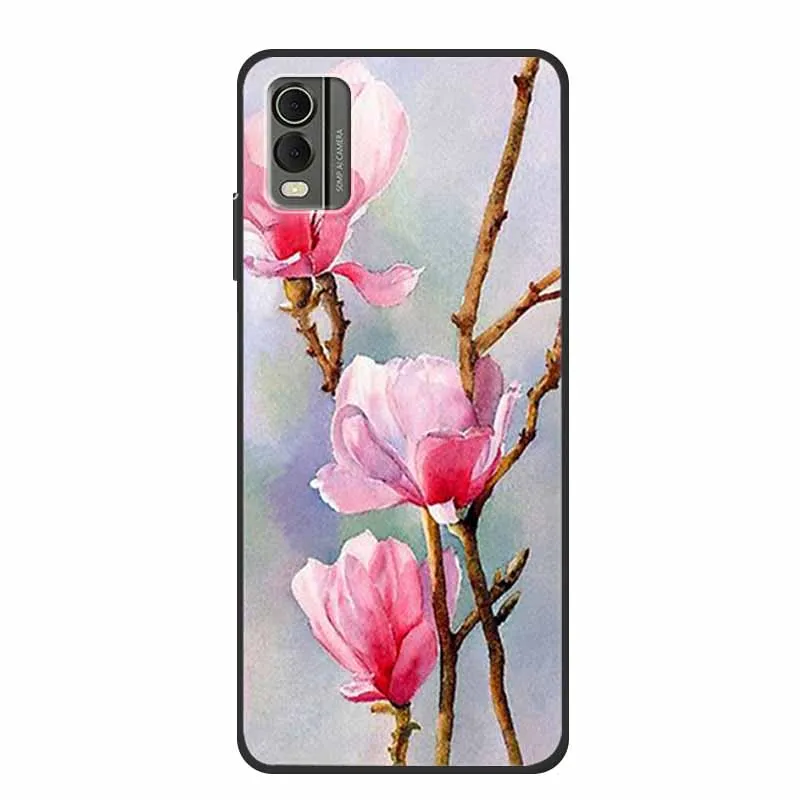 Luxury TPU Soft Silicone Back Cover with Lovely Floral Design - Shockproof Phone Protector