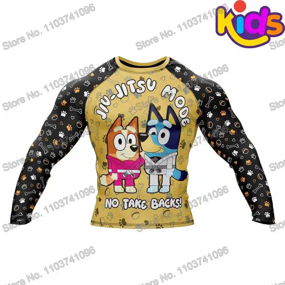 Rash Guard Surfing Swimsuit Kids Heeler Rollers Diving T-Shirt Tight Long Sleeve Boys Rash Guard BJJ MMA Swimwear Surf Clothing Beach Floatsuit Girls Tops