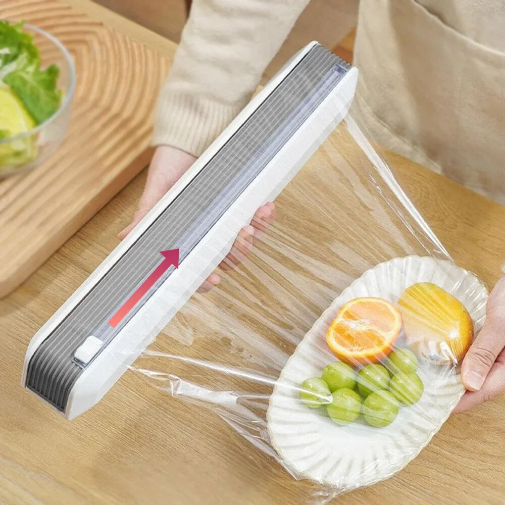 Refillable Food Cling Film Wrap Dispenser Cutter Tin Aluminum Foil Plastic Cling Wrap Organizer Cling Film Cutter