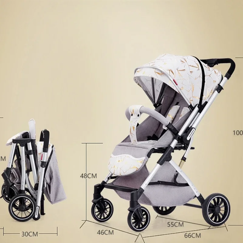 Bi-directional Lightweight Stroller, High Landscape Baby Stroller, Can Sit and Lie Down Walking Baby God Weapon