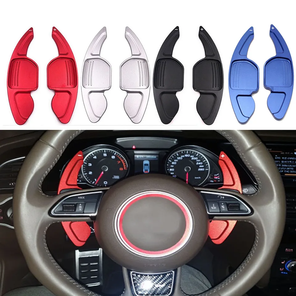Estensioni Per Levette Cambio Ontto – Alluminio Rosso Per Audi A3 A4 A5 A6 Q5 Q7 R8 TT (2003-2014), Kit 2 Pezzi
