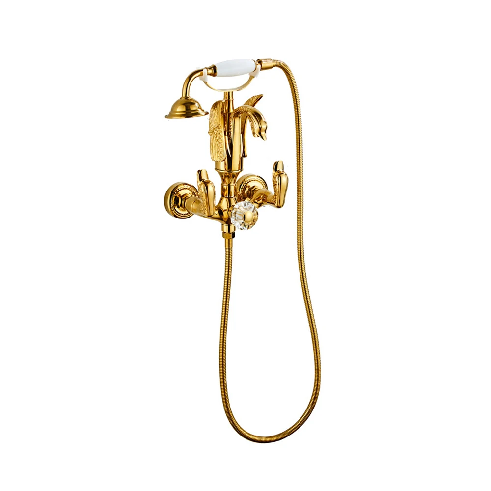 

Luxury Model Swan Shape Gold Color Wall Mounted Brass Material of Artistic Swan Bath Faucet