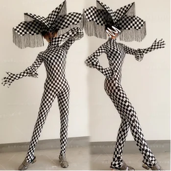 European Carnival Rave Bodysuit Performance Clothing Fringe Headdress Nightclub Witch Dress Funny Halloween Costume Stage