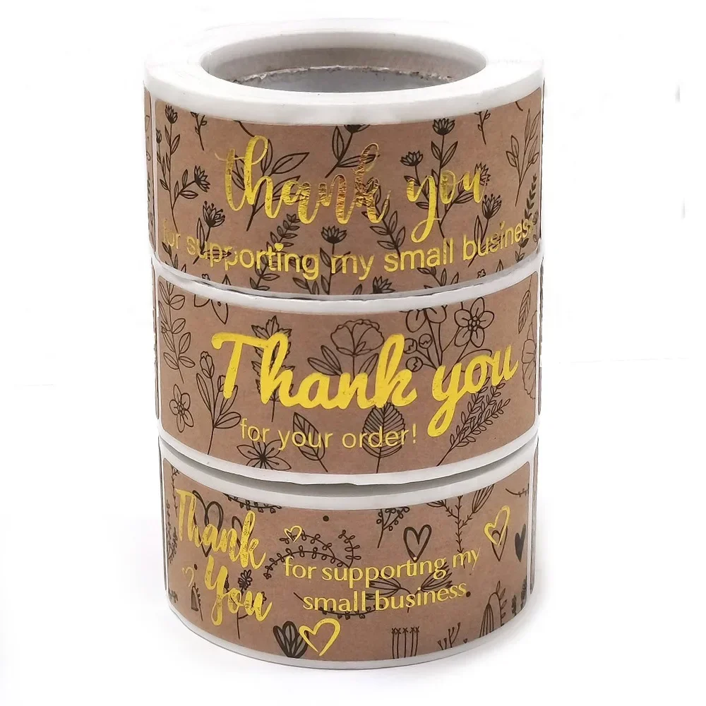 120 stücke blume danke für Ihre Bestellung kleines Geschäft Goldfolie Aufkleber Geschenk box versiegelt Etikett Party Dekoration Festival-Paket