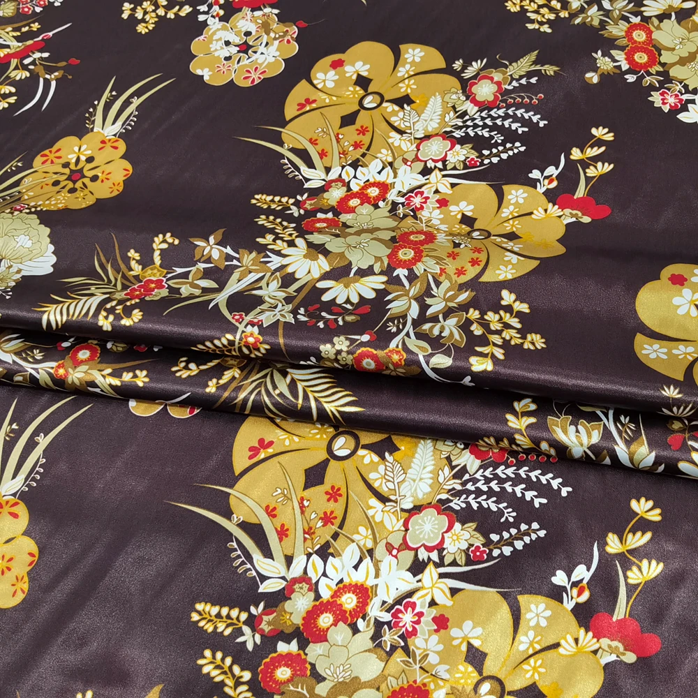 1 Meter x 1,48 Meter Vintage Blumen-Karo-Patchwork-Satin-Stoff, weiches Charmeuse-Material – Detail 39