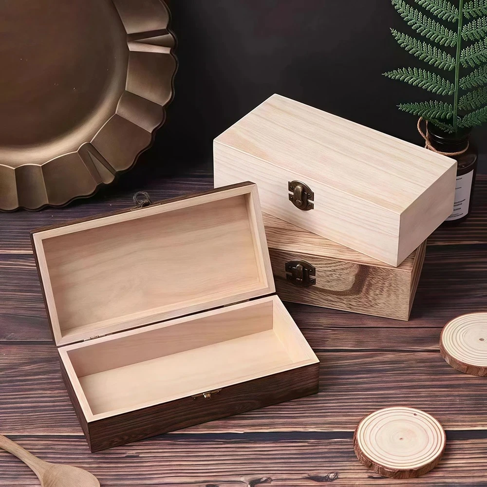 Wooden Gift Box Rectangular Wooden Box - Colored Storage Box Wooden Gift Packaging Box Organizer Box
