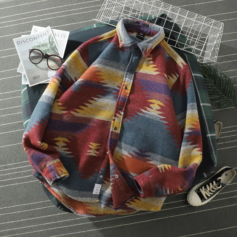 New Fashion Casual Streetwear Dress Shirt Coats Male Hipster Shirts Tops Hip Hop Tie Dye Snap Button Long Sleeve Shirt for Men